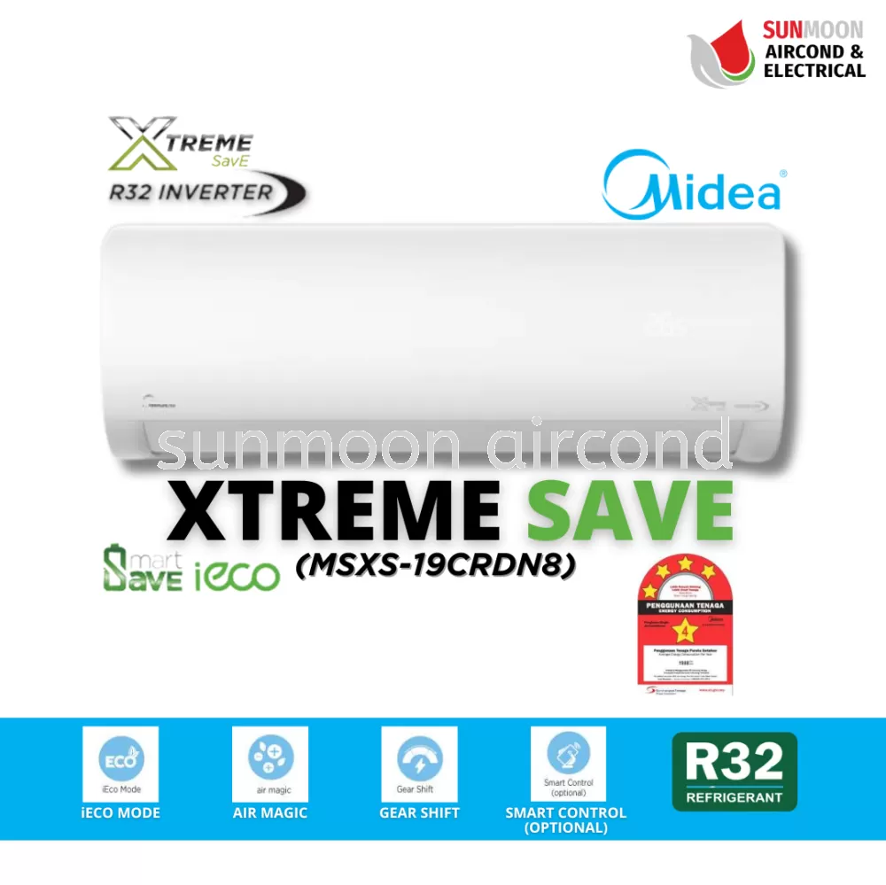 iECO MODE XTREME SAVE MIDEA R32 INVERTER AIR CONDITIONER 2.0HP WALL MOUNTED TYPE (MSXS-19CRDN8) - PUNCAK ALAM, SHAH ALAM, KL
