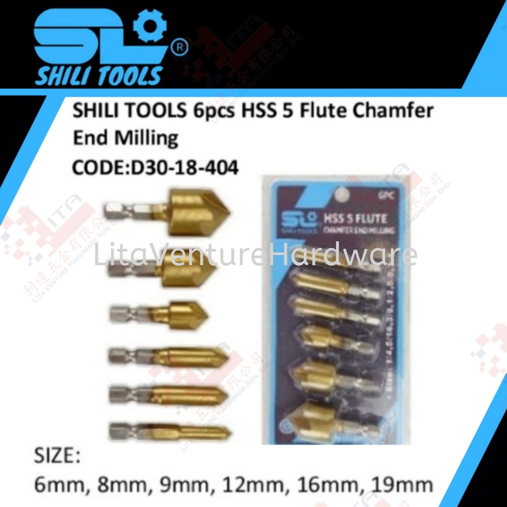 SHILI TOOLS BRAND HSS 5 FLUTE CHAMFER END MILLING - D3018404