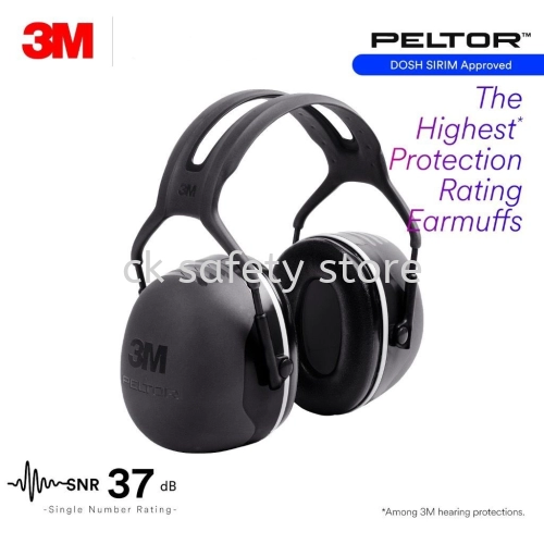 3M X5A Peltor X5 Series Over-The-Head Safety Earmuffs/Highest Single Noise Rating SNR 37 dB