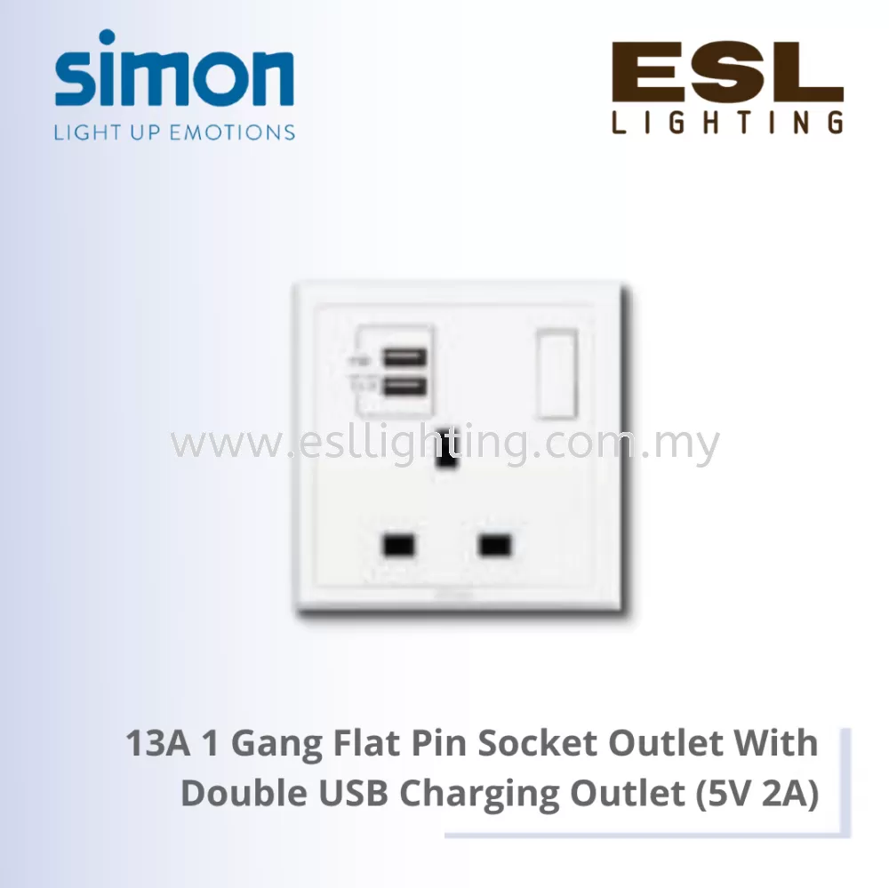 Simon Switch E3 SERIES 13A 1 Gang Flat Pin Socket Outlet With