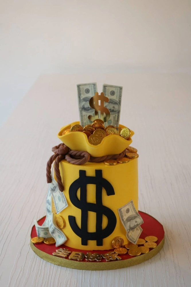 Yellow Money Bag Cake