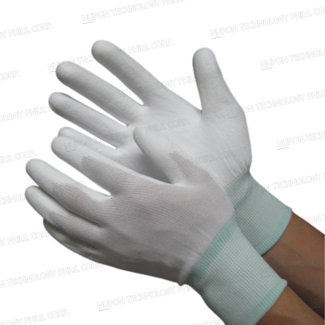 White Nylon PU Palm Coated Gloves