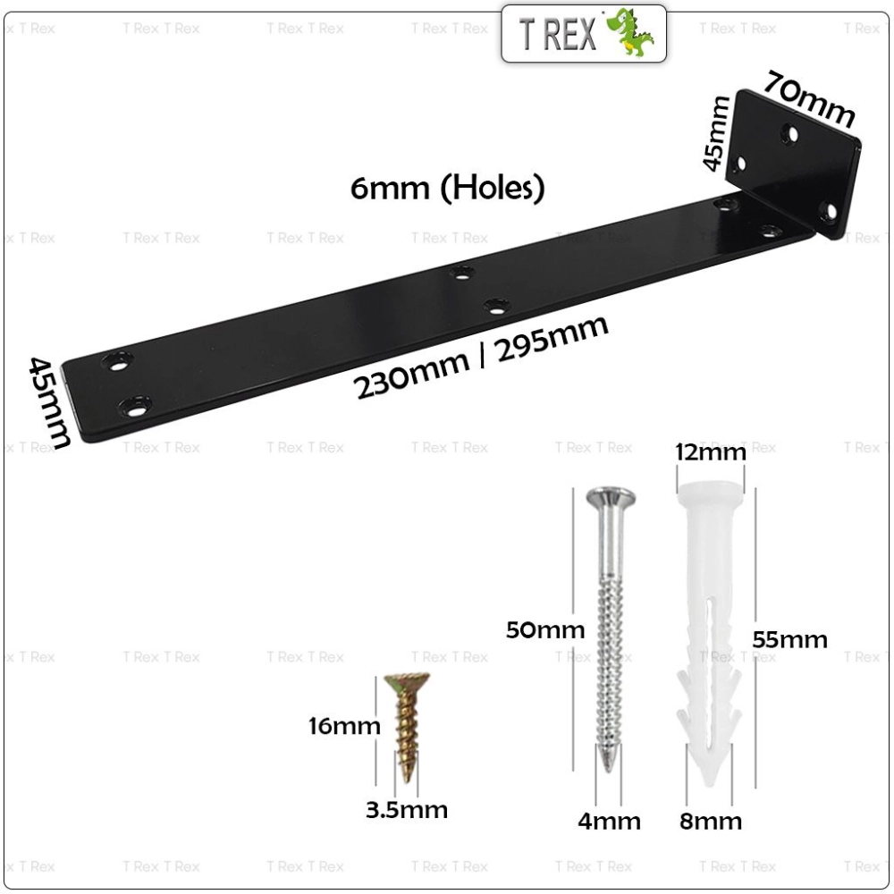 T Rex DIY Minni Heavy Duty Metal Floating Wall Shelve