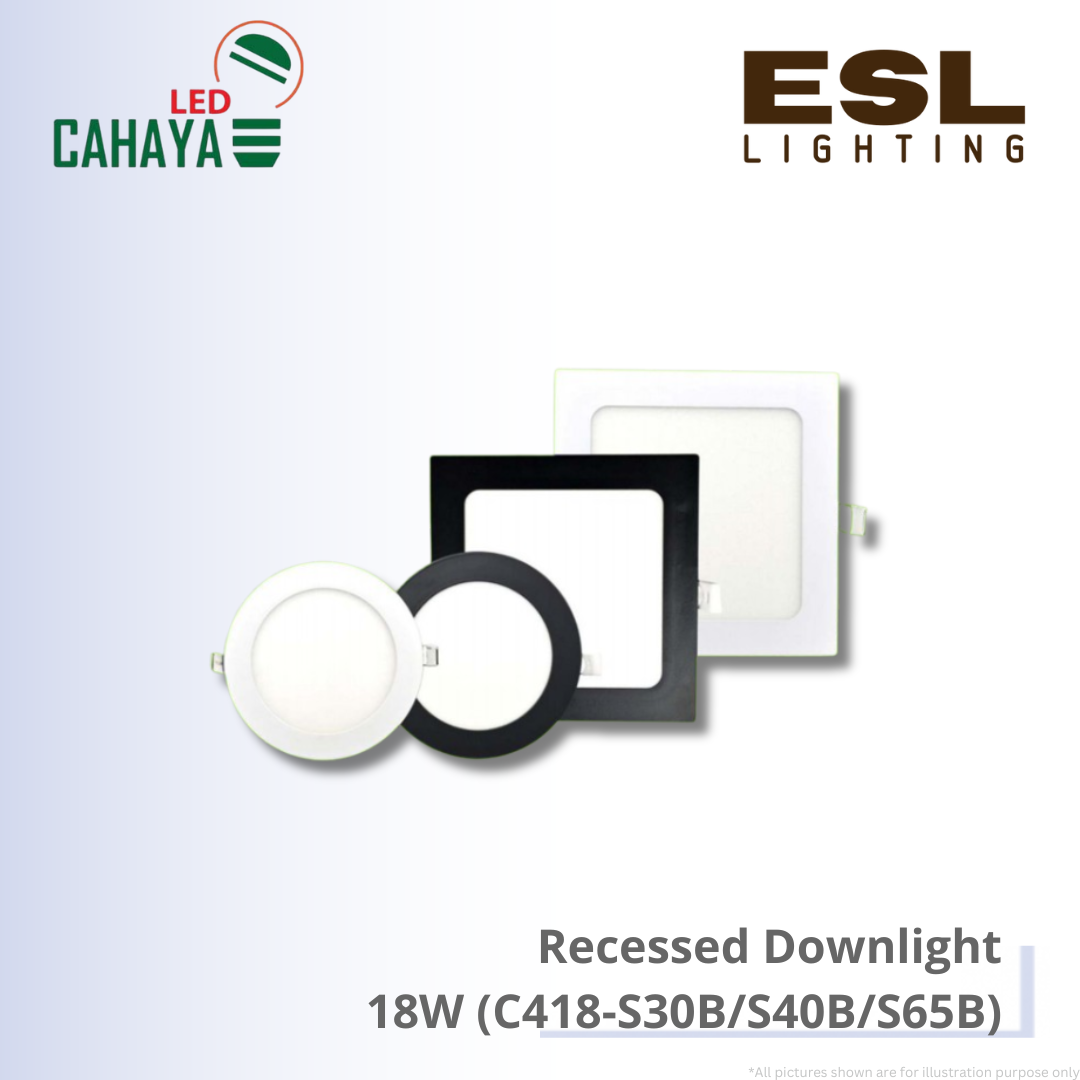 CAHAYA LED Recessed Downlight C4 Series 18W - C418-S30B C418-S40B C418-S65B LED Downlight Square Black Die-Casting Panel Light
