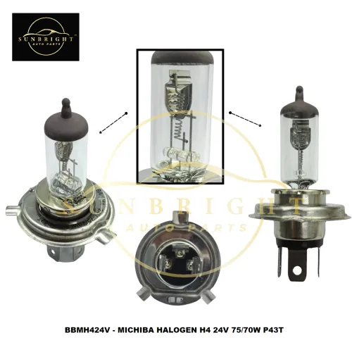 BBMH424V - MICHIBA HALOGEN H4 24V 75/70W P43T - Sunbright Auto Parts Supply Sdn Bhd