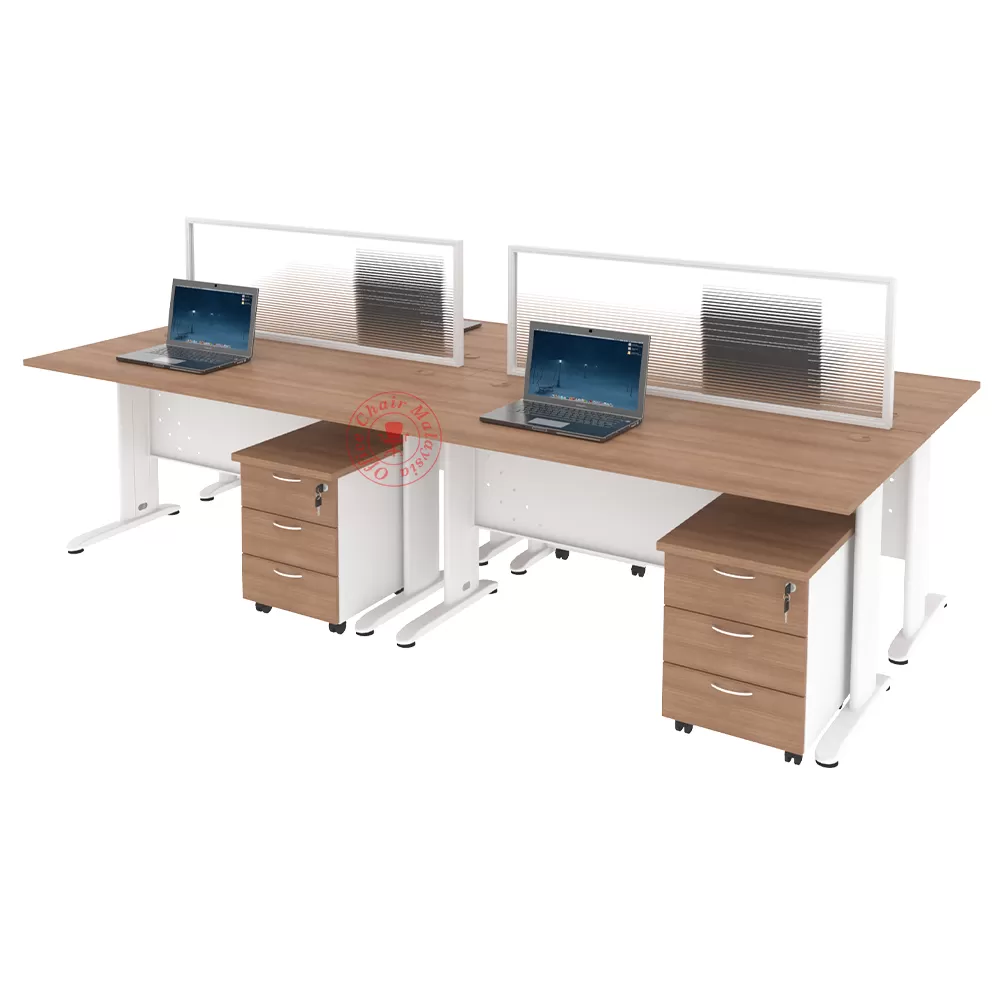 MJ Rectangular Workstation Cluster of 4 / Office Table Workstation / Meja Pejabat Kerja / Meja office