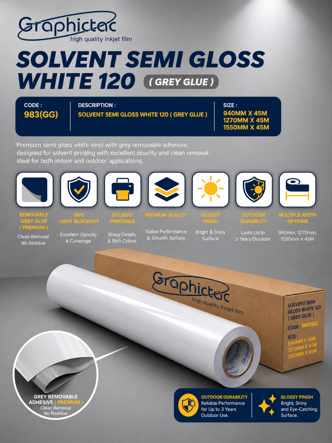 [ 983GG(GG) ] SOLVENT SEMI GLOSS WHITE 120 ( GREY GLUE )