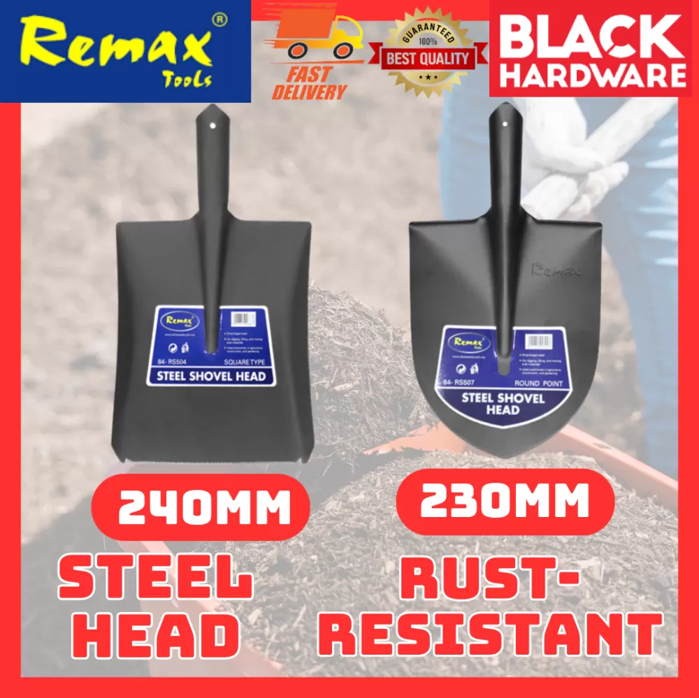 Black Hardware REMAX Spade Shovel Heavy Duty Gardening Tools Skop Tanah Taman Kebun Agriculture Penyodok Tanah Pasir Bes