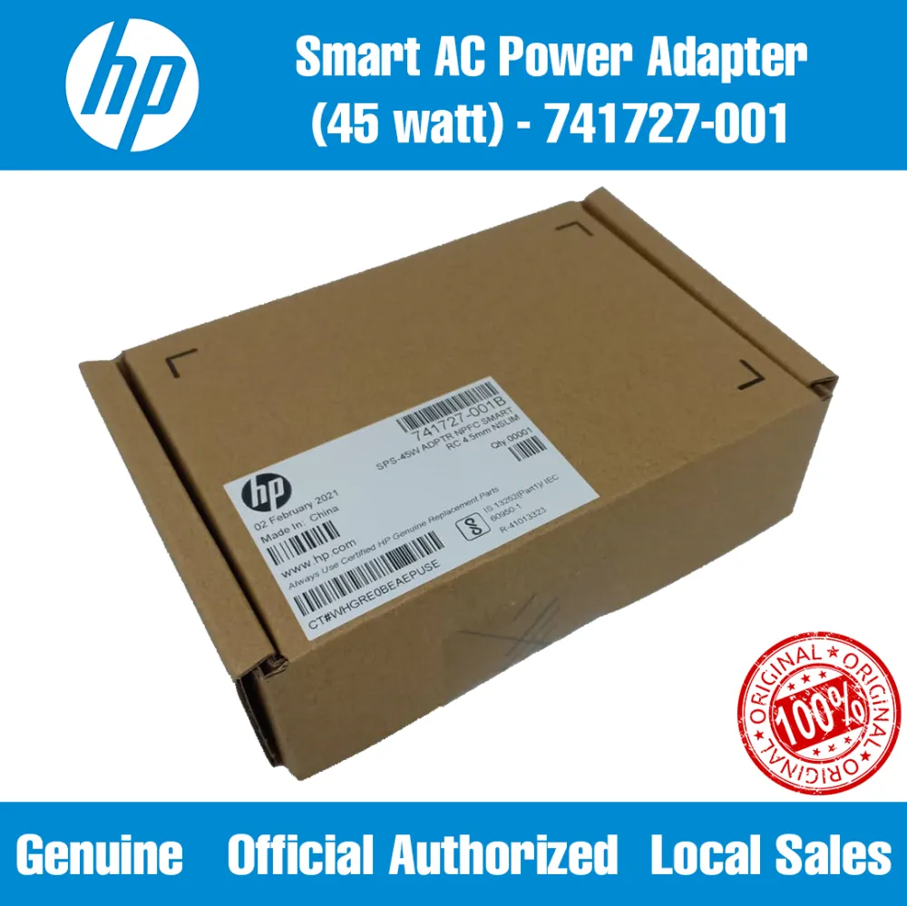 HP 741727-001 Smart AC Power Adapter 45W - HP Laptop Charger For Spectre Pavilion EliteBook ProBook