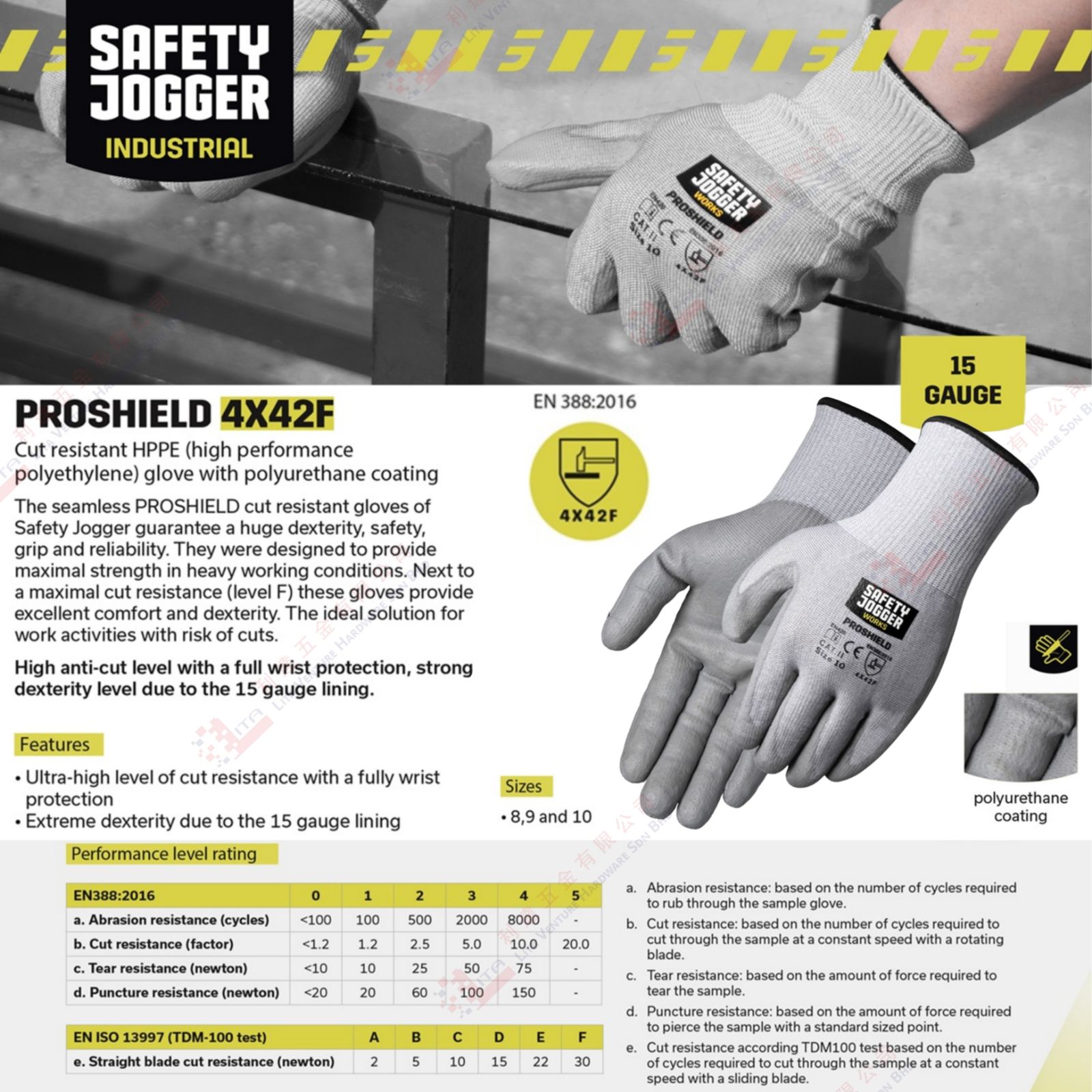 SAFETY JOGGER BRAND PROSHIELD GLOVES - 4X442F