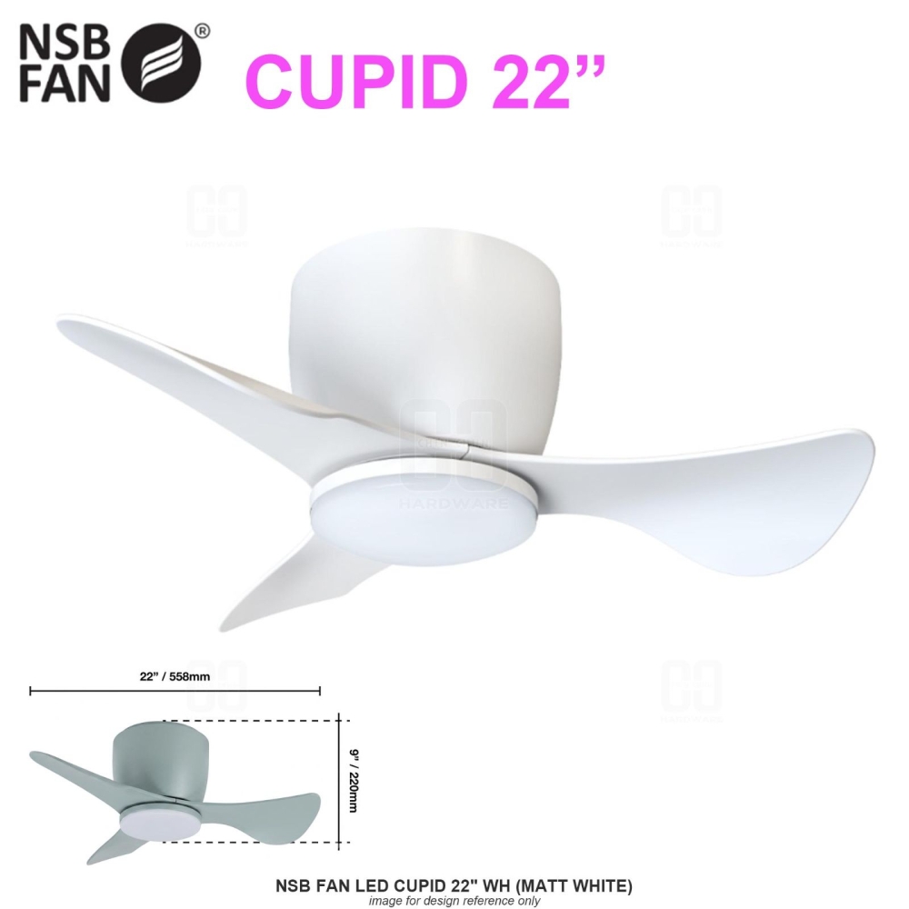NSB FAN LED CUPID 22" WH MATT WHITE