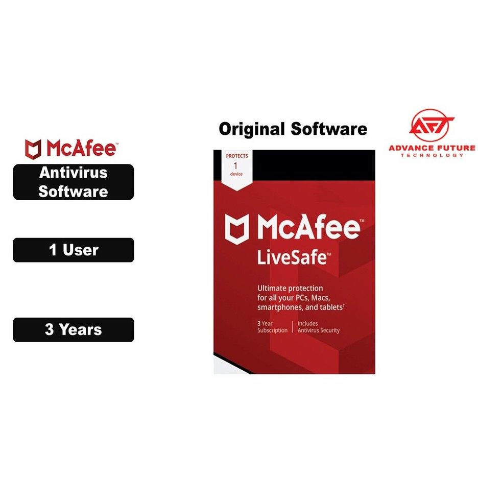 MCAFEE LIVESAFE E-CARD 3 YEAR 1 USER ANTI-VIRUS SOFTWARE