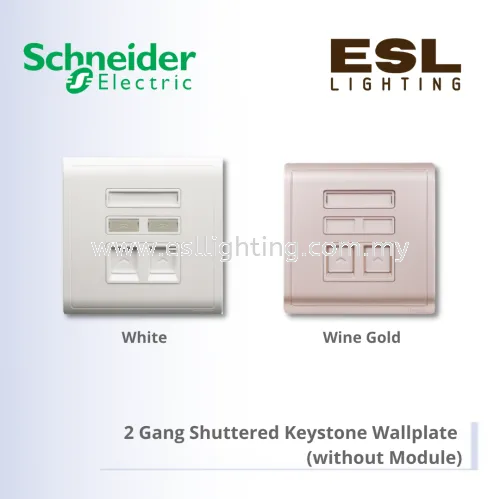 SCHNEIDER Pieno 2 Gang Shuttered Keystone Wallplate (without Module) - E8232RJS_WE E8232RJS_WG