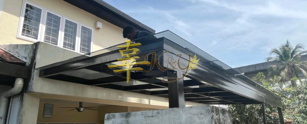 Mild Steel Laminated Glass Roof Awning