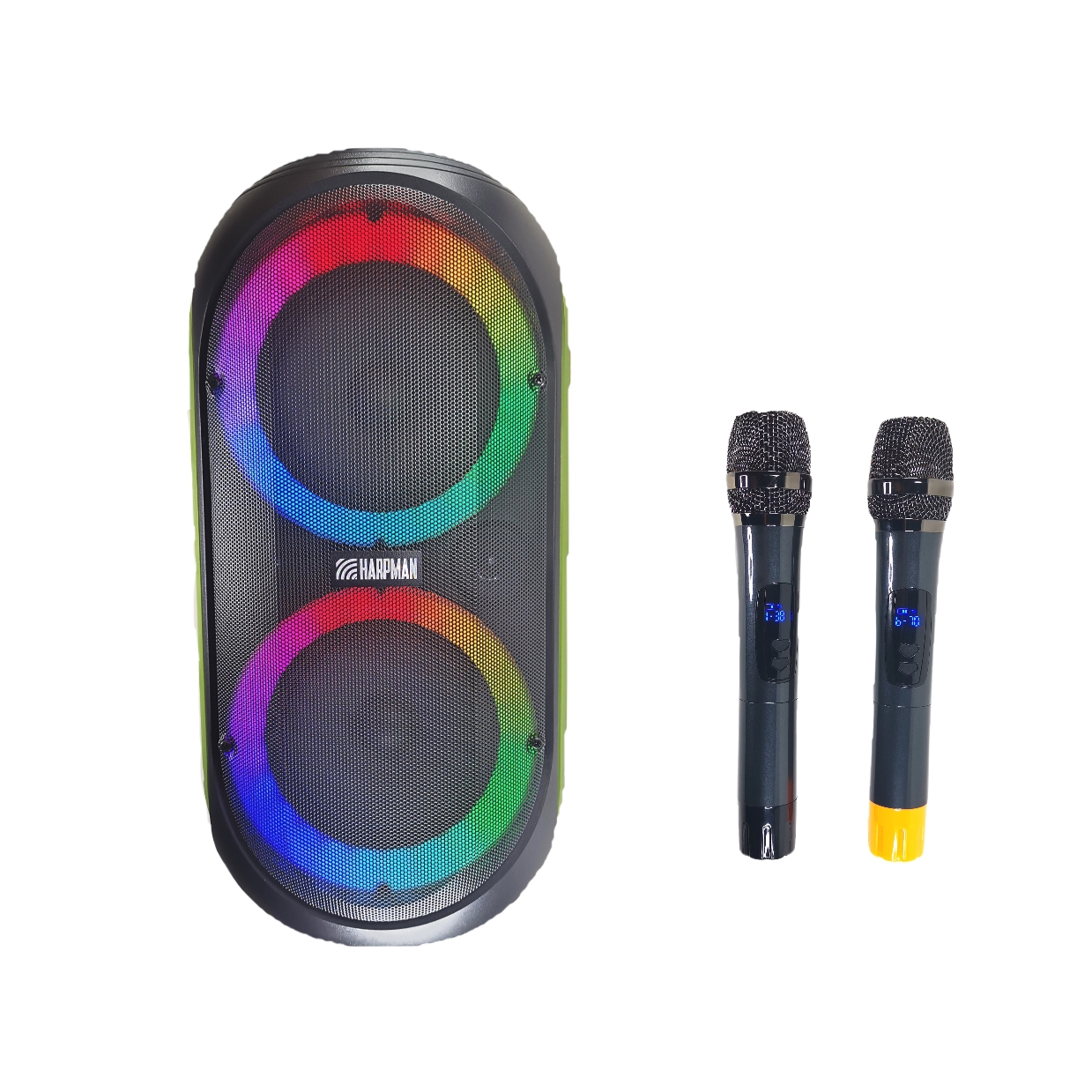 Harpman HPT-X90/2H Dual 6.5-Inch 60W Portable PA Speaker with 2x Wireless Handheld Microphone & Bluetooth/USB