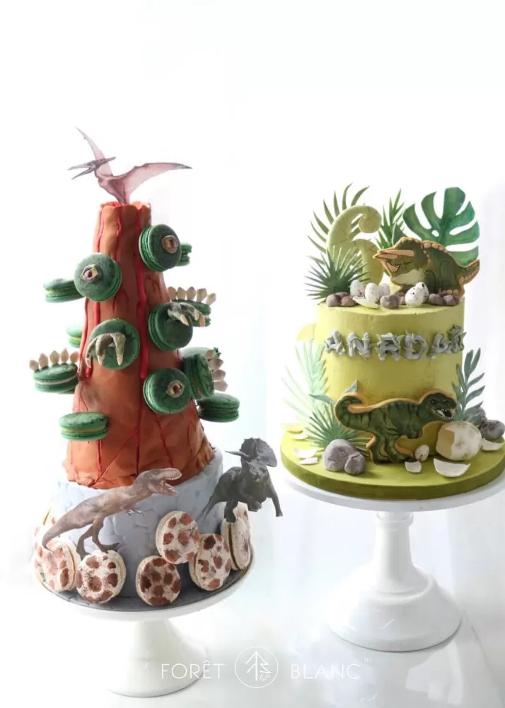 Dinosaur Cake Macaron Tower