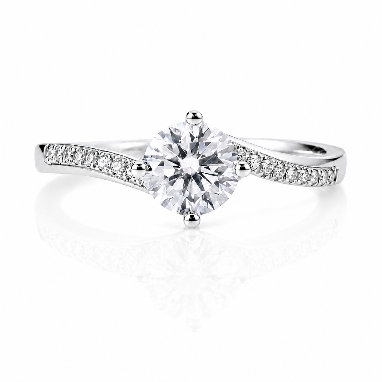 Roman & Co Serava Twist Pav茅 Diamond Solitaire Engagement Ring