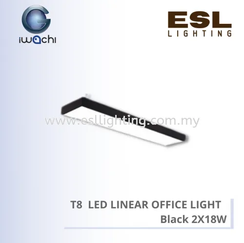 IWACHI T8 LED LINEAR OFFICE LIGHT BLACK 2X18W