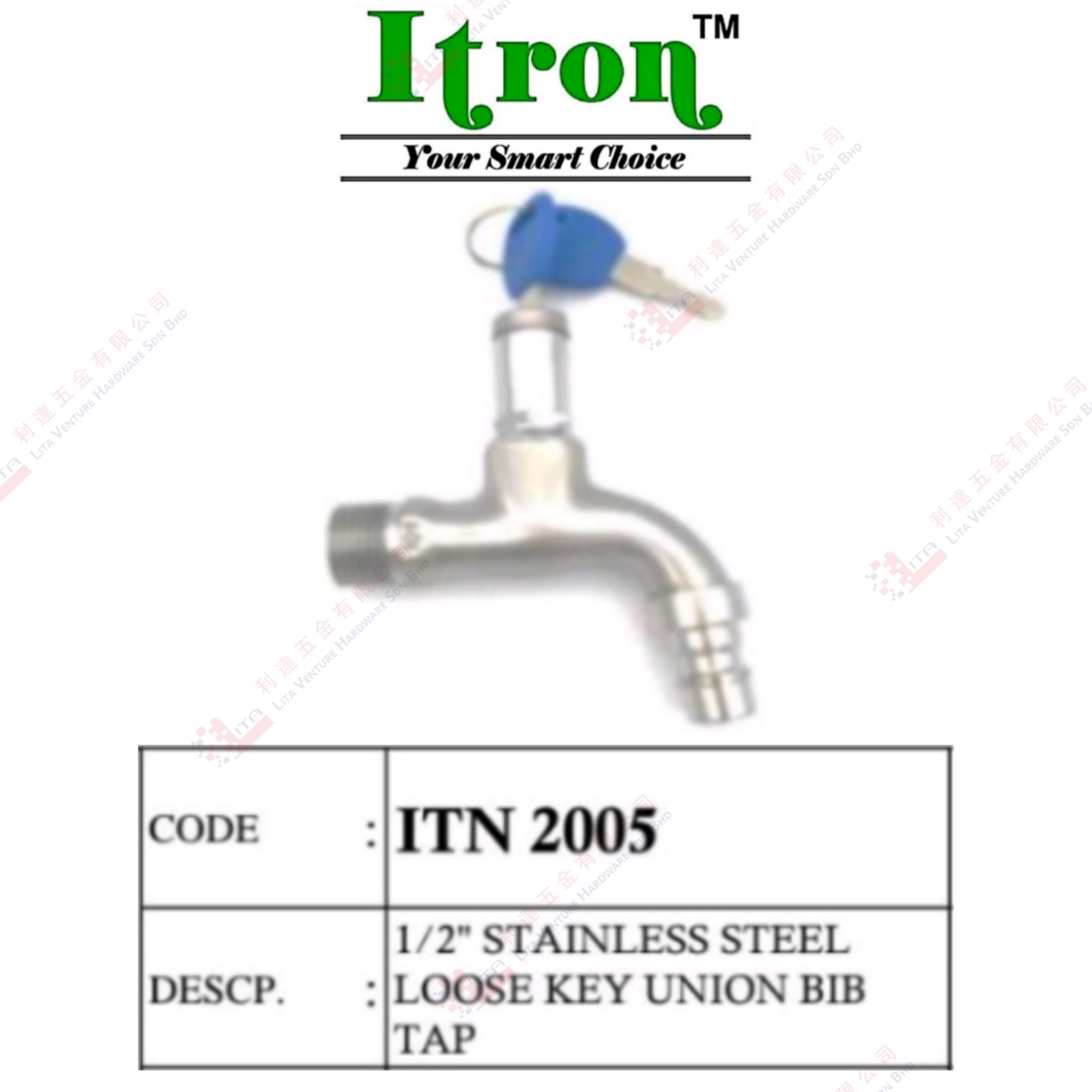 ITRON BRAND S.STTEL LOOSE KEY UNION BIB TAP - ITN2005