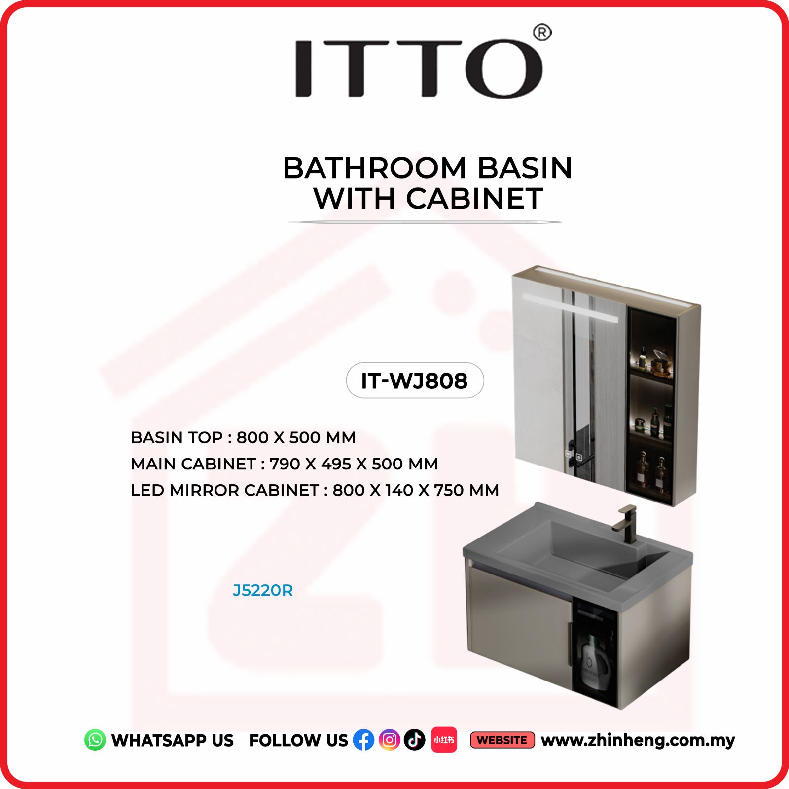 ITTO BATHROOM BASIN WITH CABINET IT-WJ808