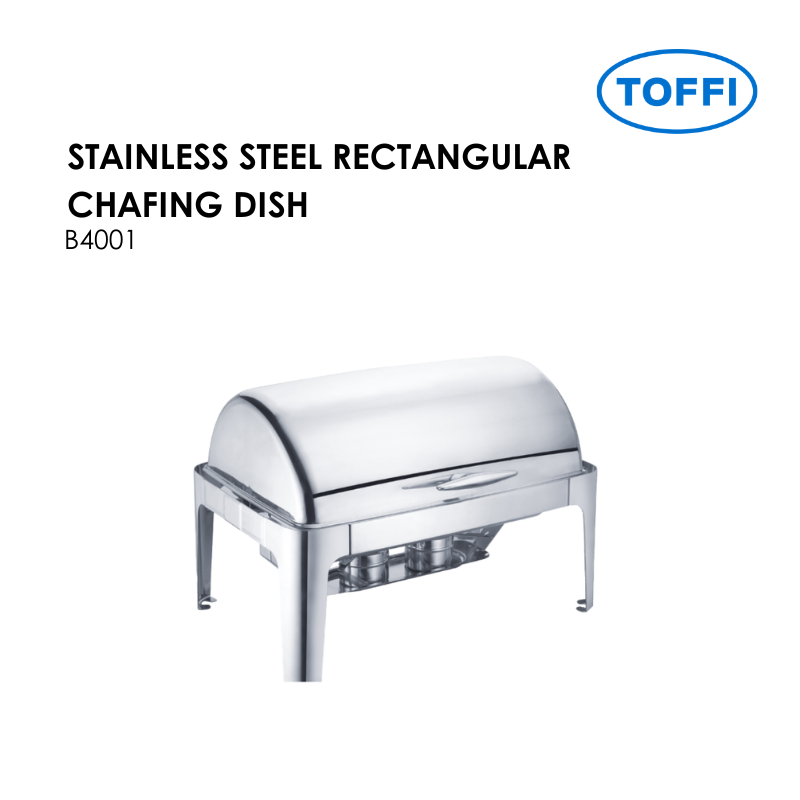B4001 TOFFI STAINLESS STEEL RECTANGULAR CHAFING DISH