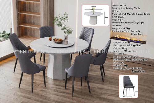 Fully Marble Dining Table - B015 | Dining Chair DC0188