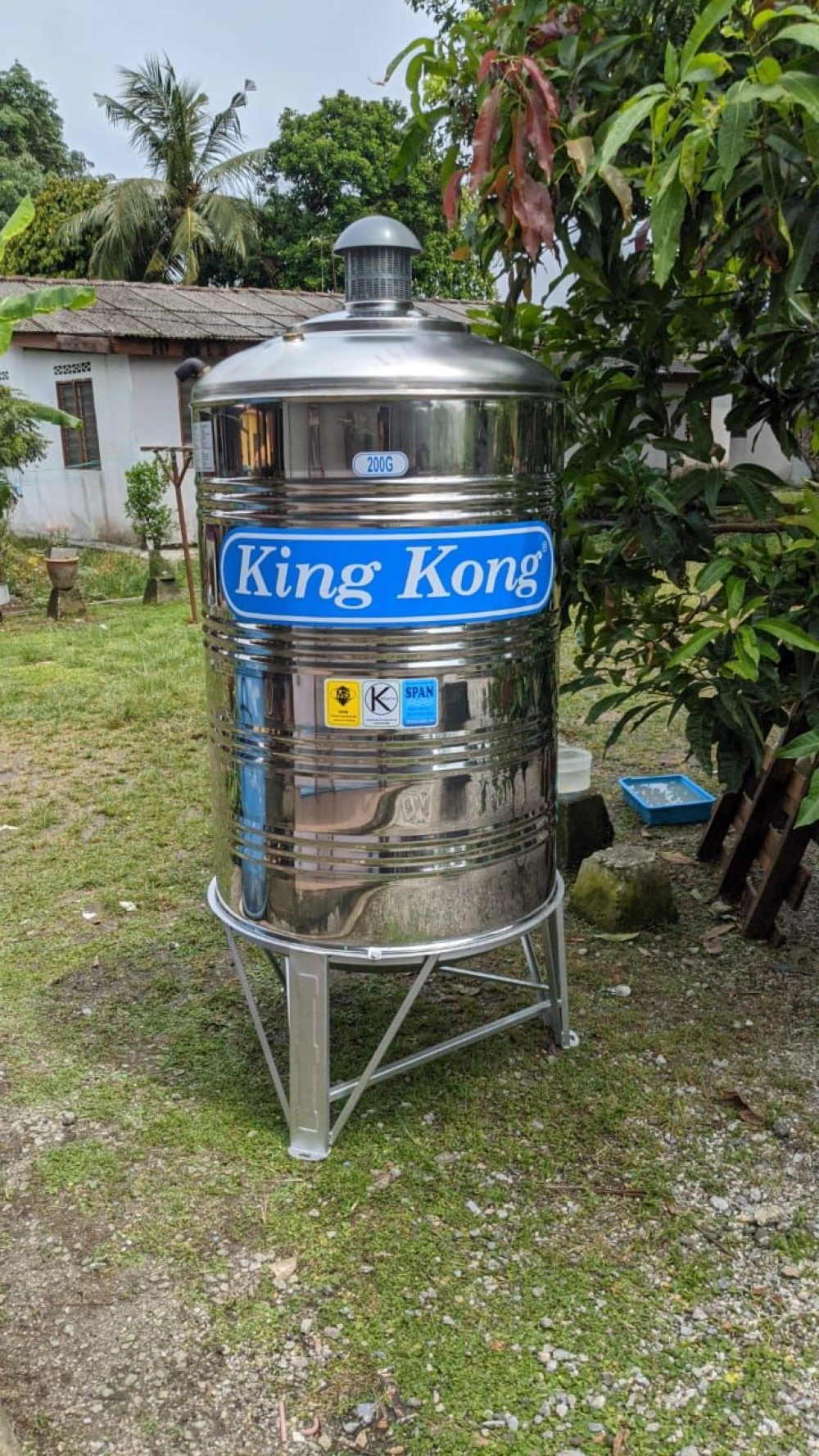 King Kong Stainless Steel (304-BA) KR Series Water Tank Vertical Round Bottom With Stand (FREE Brass Float Valve)