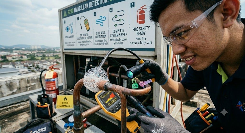 R290 refrigerant leak inspection