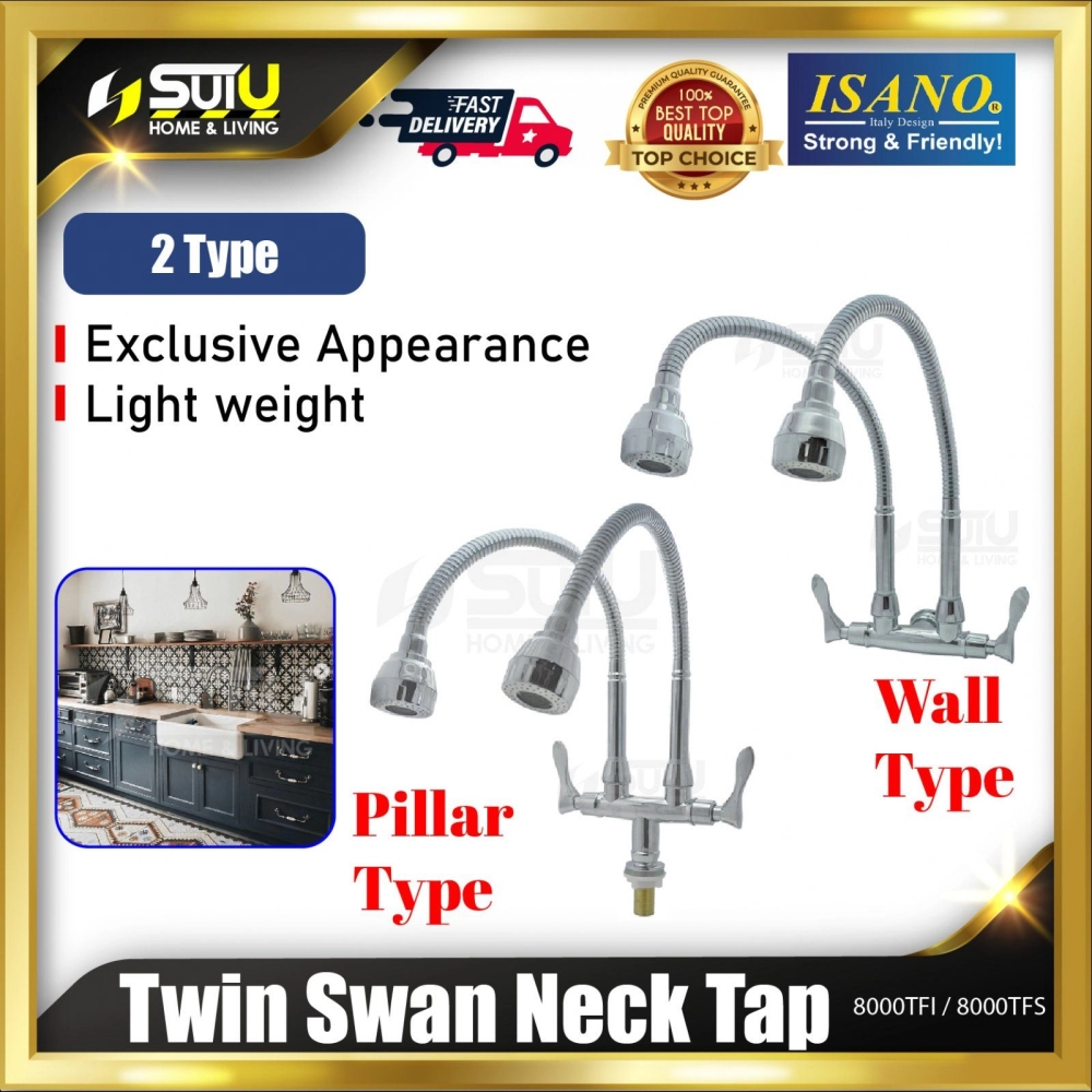 ISANO 8000TFI / 8000TFS 1/2" Twin Swan Neck Tap (Wall / Pillar Type)