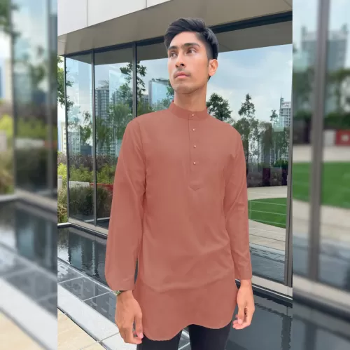 Baju Melayu Kurta Slim Fit Nagoya Baju Sahaja (KCM) Faded Brick