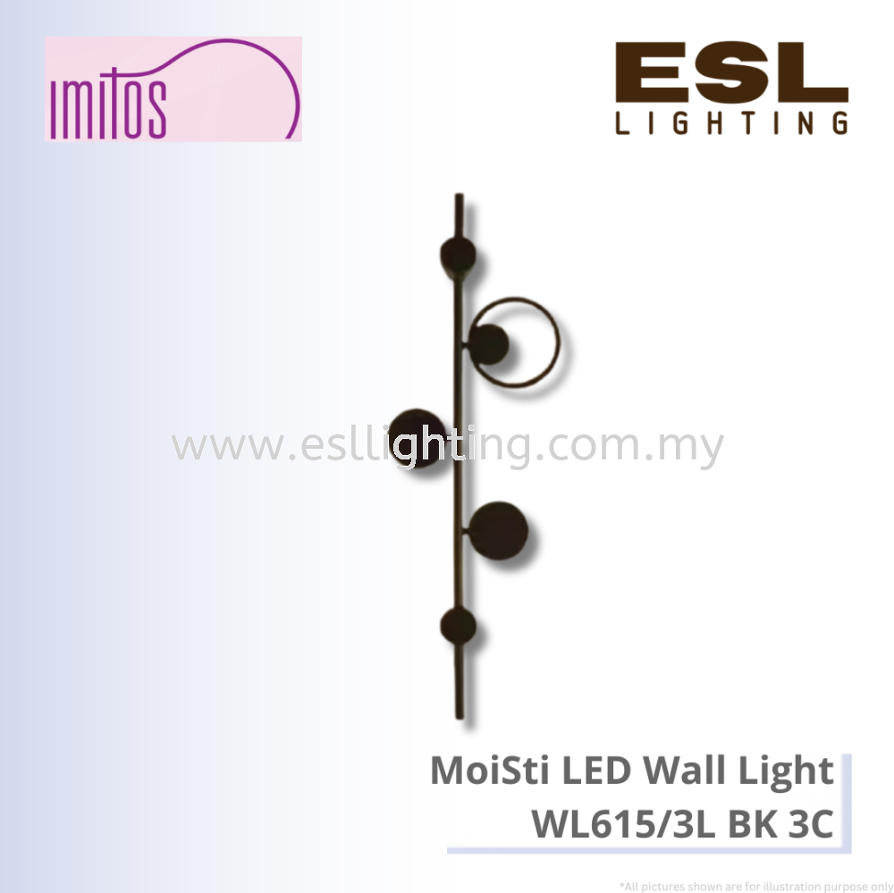 IMITOS MoiSti LED Wall Light - WL615/3L BK 3C