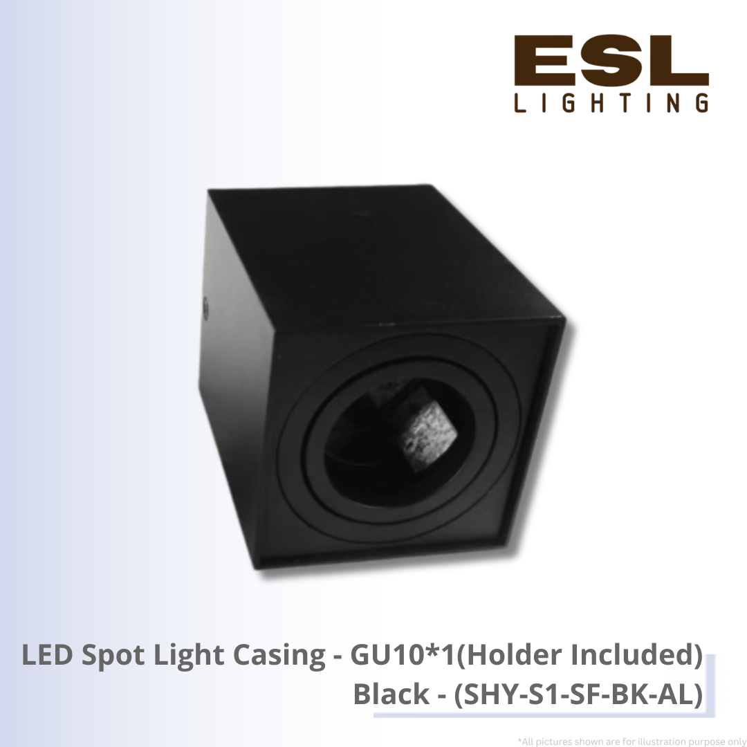 LED Spot Light Casing GU10*1(Holder Included) Black - SHY-S1-SF-BK-AL