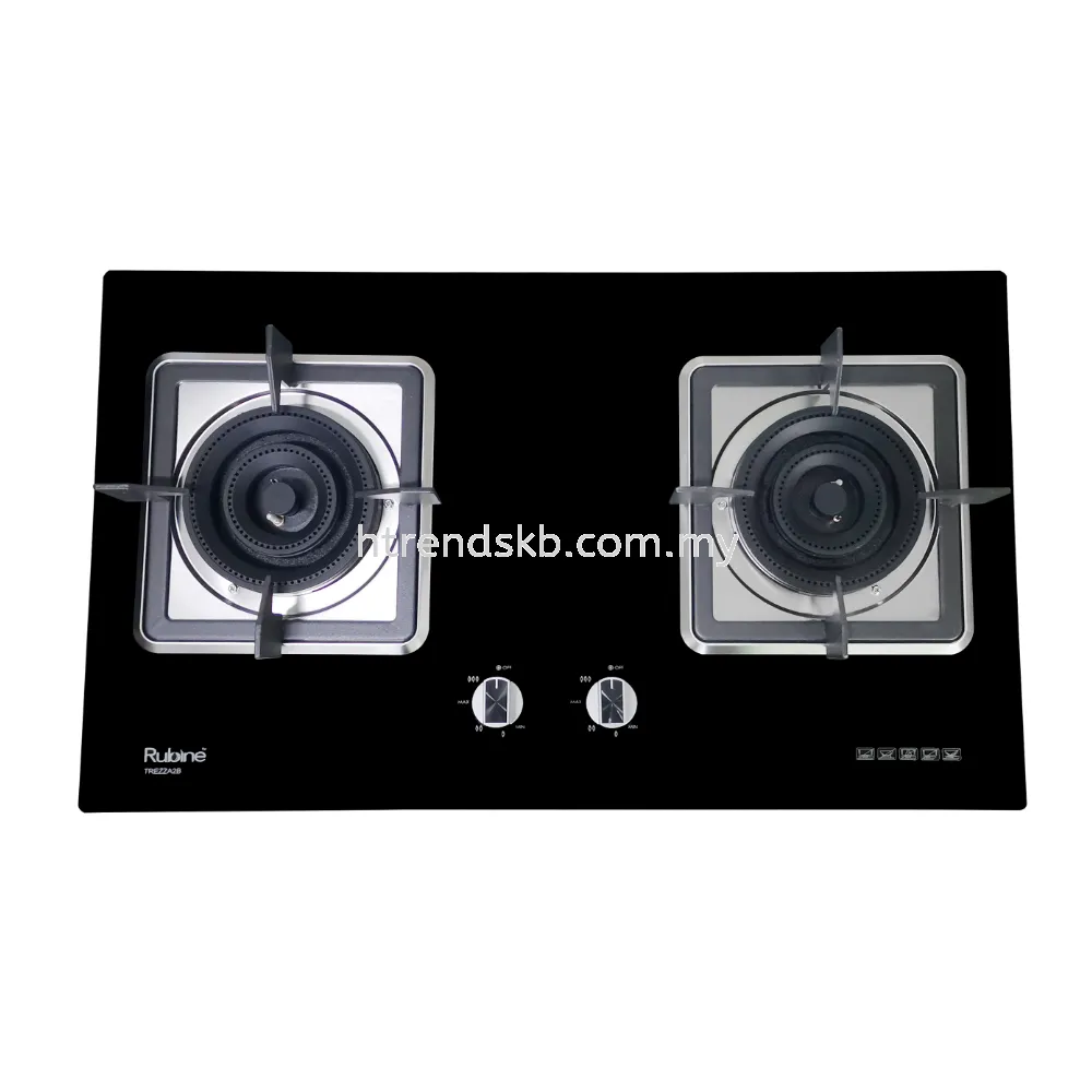 Rubine 2 Burner Build In Gas Hob (Glass) RGH-TREZZA2B-BL