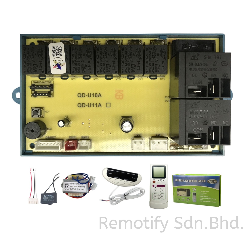 QD-U10A Cabinet Air Conditioner Control System | Universal Standing AC Main PCB Board with LED Display, Dual Sensor & Heating Function
