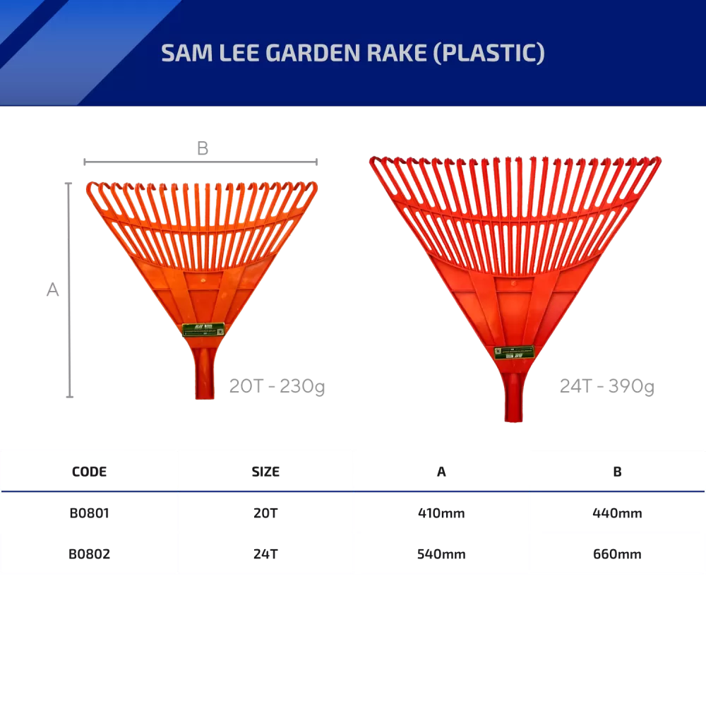 Sam Lee Hero Garden Rake - Plastic (20T/24T)