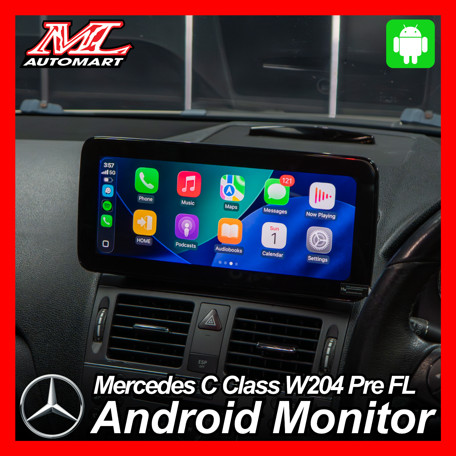 Mercedes Benz C Class W204 Pre Facelift Android Monitor