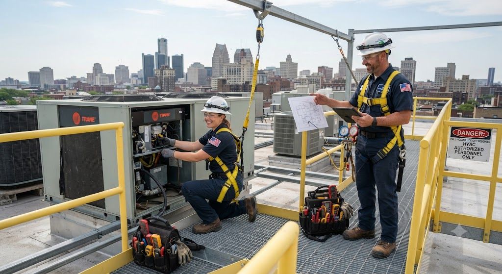 HVAC maintenance safety procedures elevated work