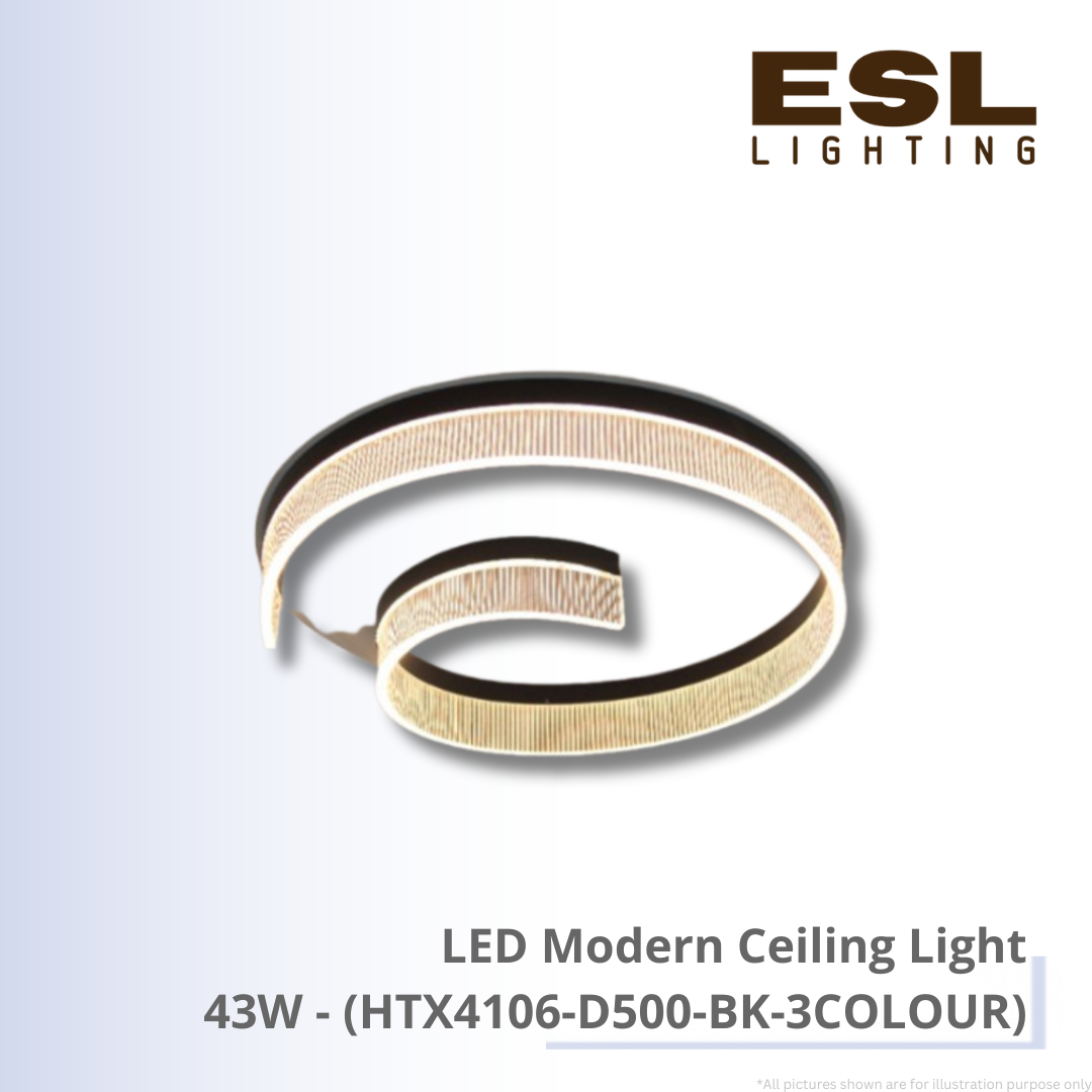 LED Modern Ceiling Light 43W - HTX4106-D500-BK-3COLOUR