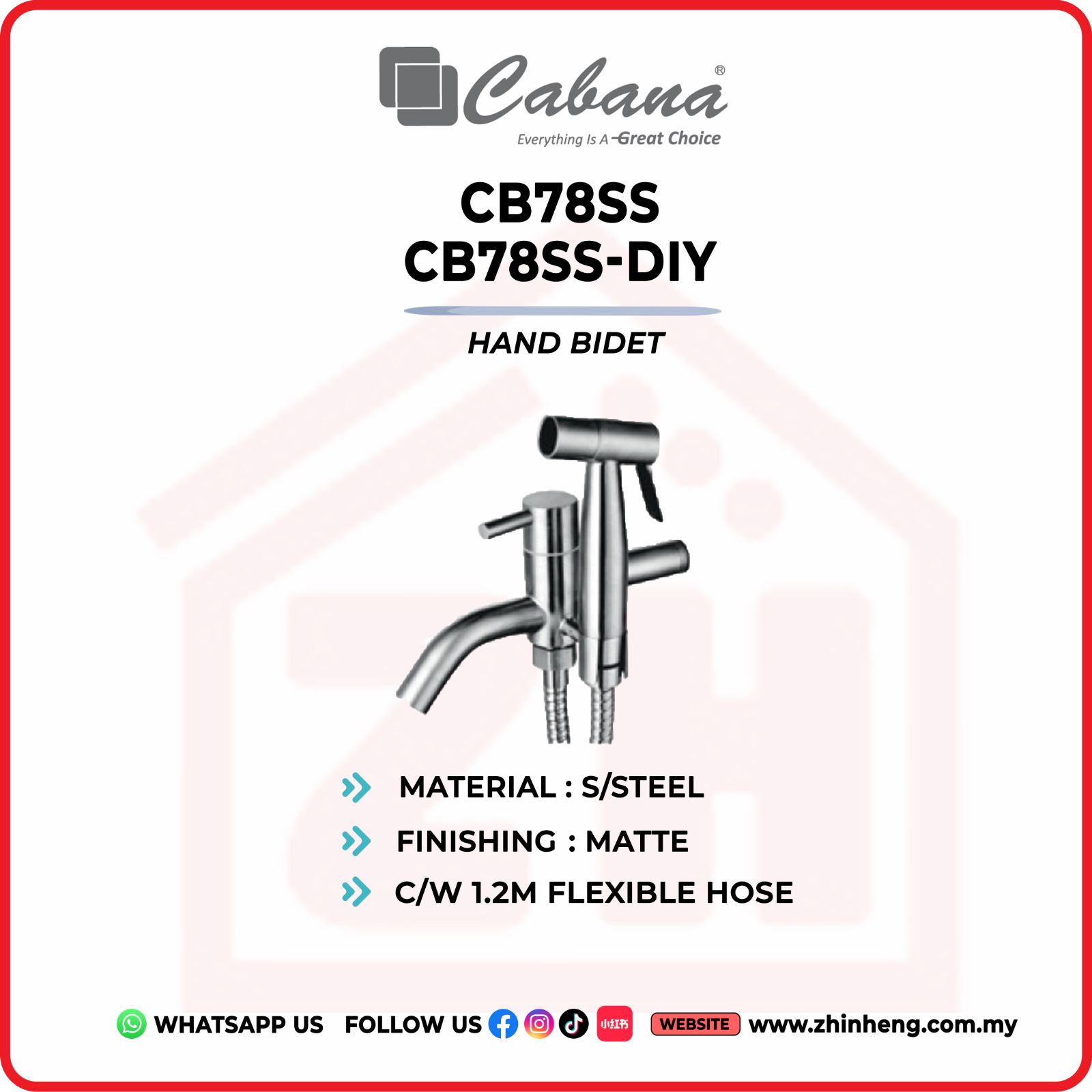 CABANA HAND BIDET CB78SS & CB78SS-DIY
