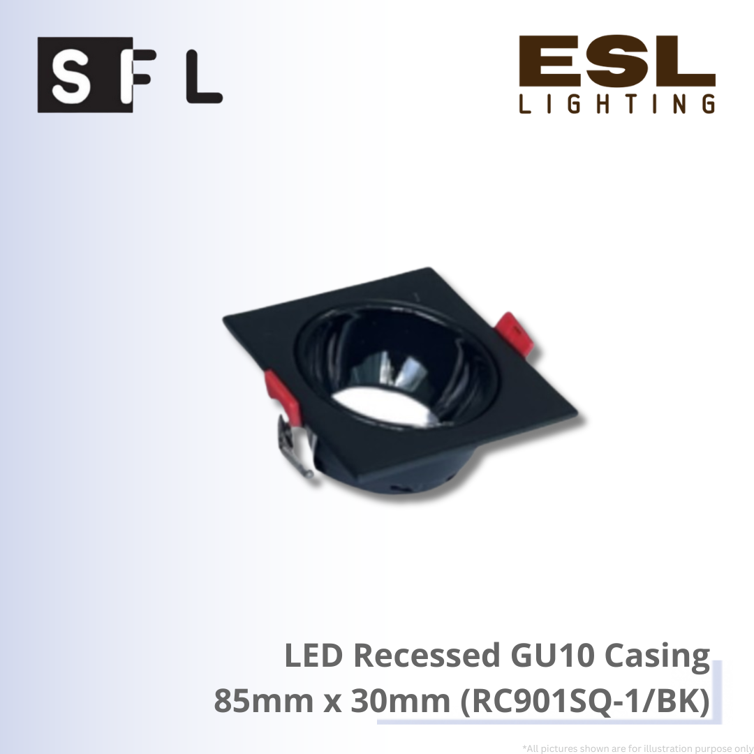 SFL LED Recessed GU10 Casing 85mm × 30mm - RC901SQ-1/BK