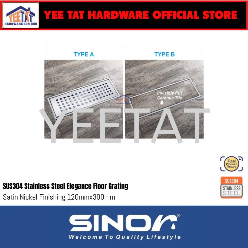 [ SINOR ] SD-419-30 SUS304 STAINLESS STEEL 120MM X 300MM ELEGANCE FLOOR GRATING CONCEALED FLOOR GRATING