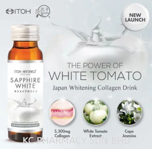 (NEW PRODUCT) ITOH HANAKO Sapphire White Whitening Collagen Drink 5300mg (Helps Lighten Skin Complexion) 50ml x 10's (EXP:22/08/2025)