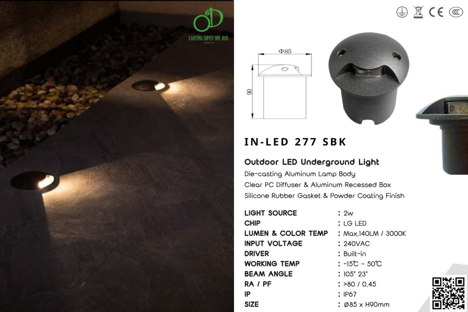 Outdoor Underground Light (IN-LED-277 SBK)