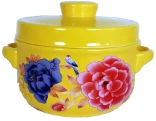 COLOR KING 3641-600ml IMPERIAL PEONY Ceramic Double Boiler Yellow