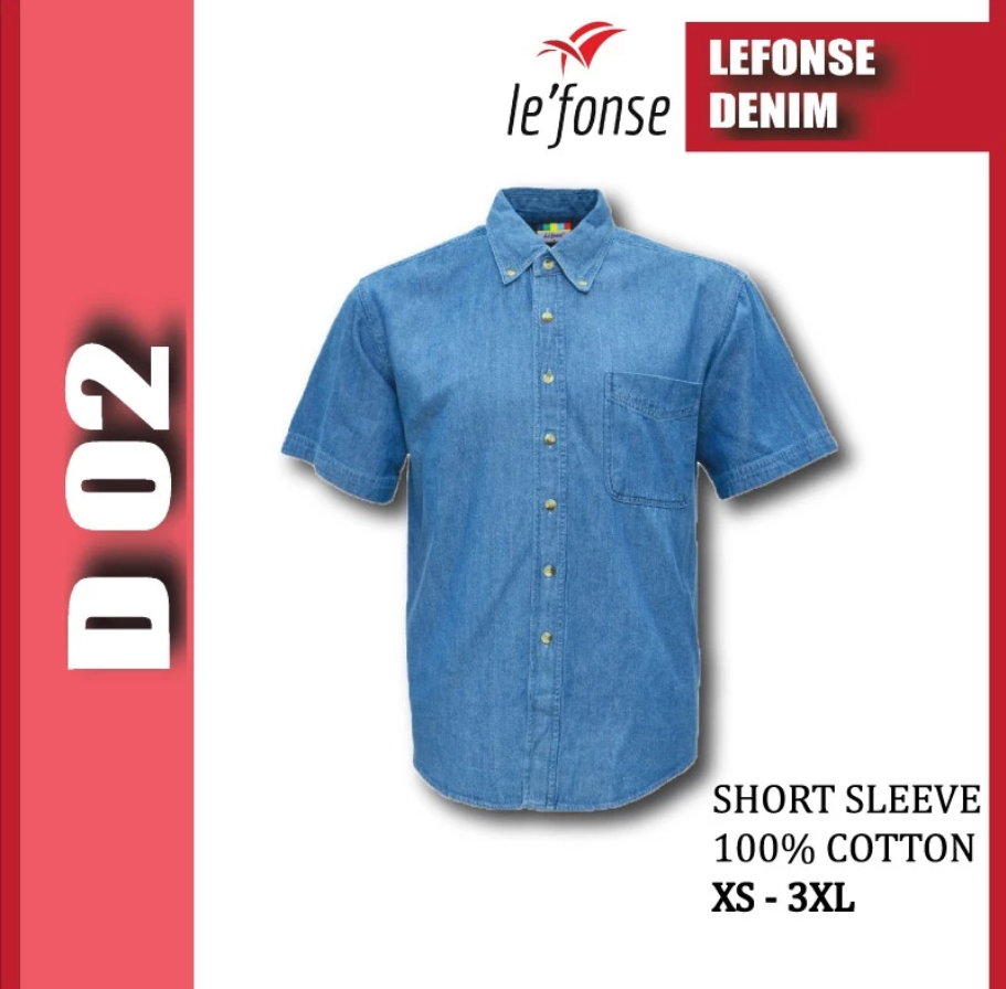 LEFONSE Unisex Serge Denim - Men Short Sleeve Denim D02