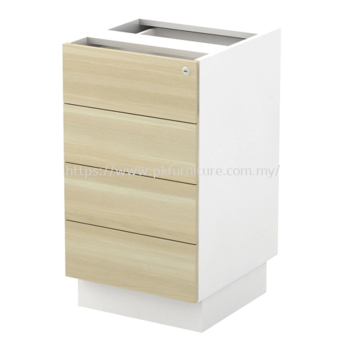 Storage Series - SC-YHP-4E - Fixed Pedestal 4D (WO Top) - White & Boras Ash - No Handler