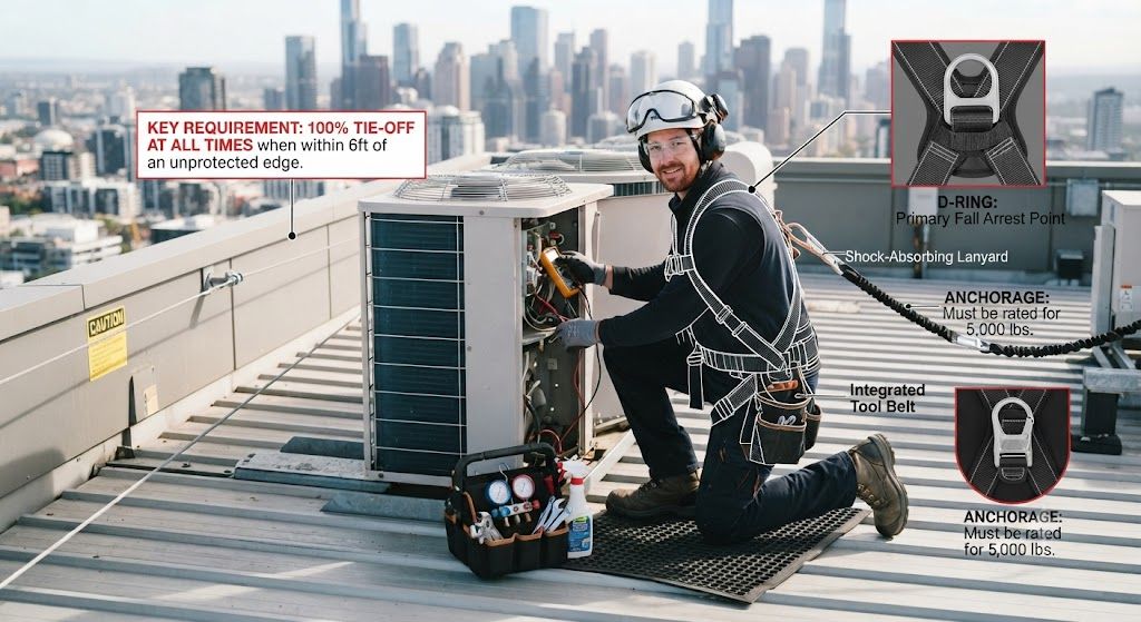 HVAC working at height safety harness requirements