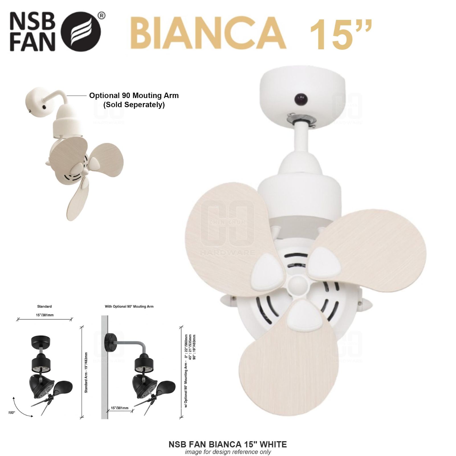 NSB FAN BIANCA 15" WHITE