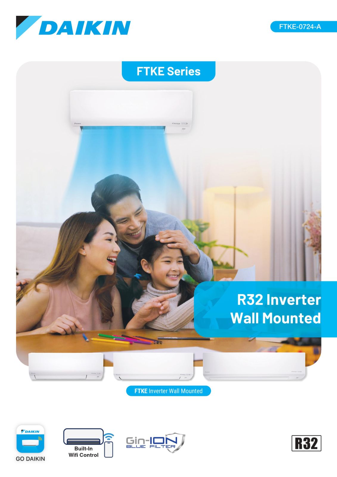 [NEW] DAIKIN 3 STARS INVERTER 1.0HP- 2.5HP R32 AIR CONDITIONER FTKE-A SERIES