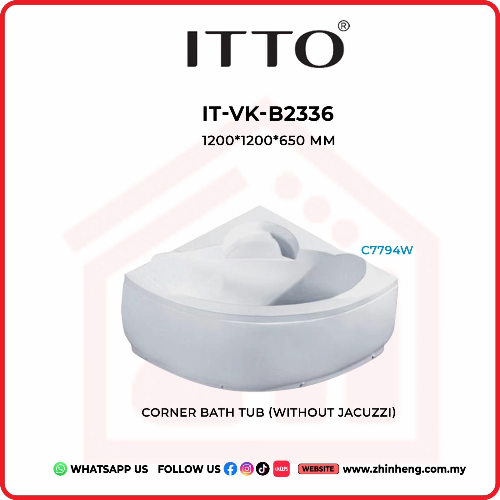 ITTO CORNER BATH TUB IT-VK-B2336